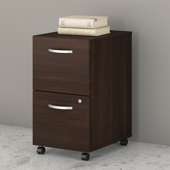 Bush Business Furniture Studio C 2 Drawer Mobile File Cabinet in Black Walnut SCF116BWSU