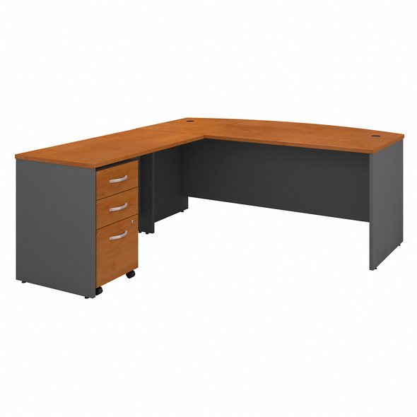 Bush Business Furniture Series C 72W Bow Front L Shaped Desk with 48W Return and Mobile File Cabinet SRC084NCSU