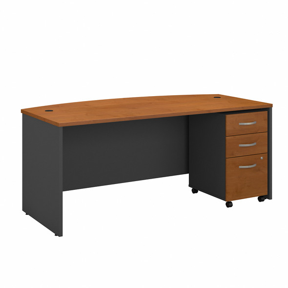 Bush Business Furniture Series C 72W x 36D Bow Front Desk with Mobile File Cabinet SRC079NCSU