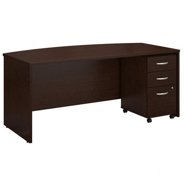 Bush Business Furniture Series C 72W x 36D Bow Front Desk with Mobile File Cabinet SRC079MRSU