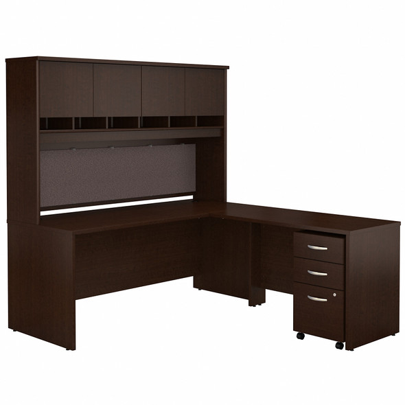 Bush Business Furniture Series C 72W L Shaped Desk with Hutch and Mobile File Cabinet SRC0018MRSU