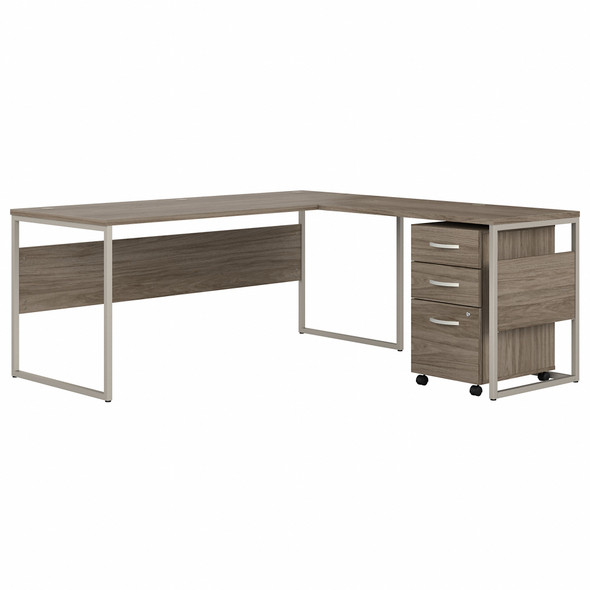 Bush Business Furniture Hybrid 72W x 30D L Shaped Table Desk with Mobile File Cabinet HYB028MHSU