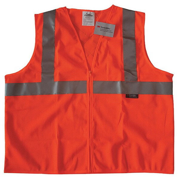 Condor Safety Vest,Orange/Red,2XL,Zipper 491R99