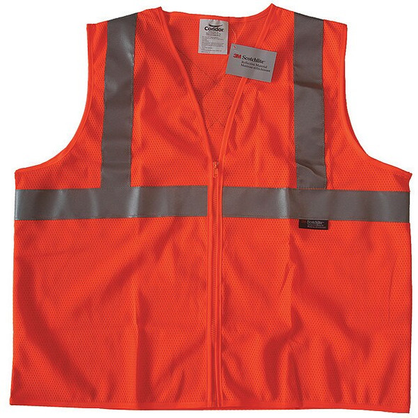 Condor Safety Vest,Orange/Red,XL,Zipper 491R98