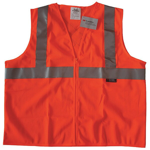 Condor Safety Vest,Orange/Red,M,Zipper 491R97