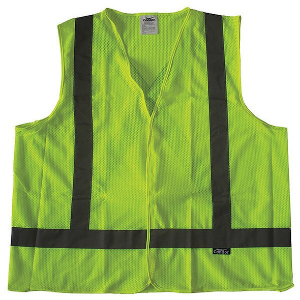 Condor Safety Vest,Yellow/Green,Hook-and-Loop 491R90