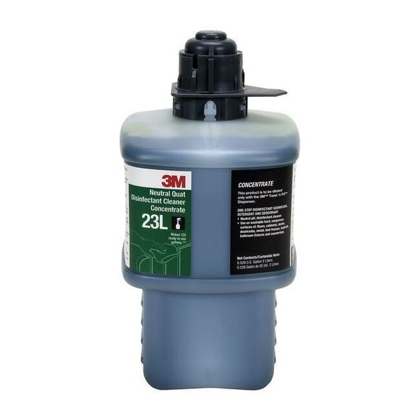 3m Neutral Quat Disinfecting Cleaner, 2L Bottle, Lemon, Blue 23L