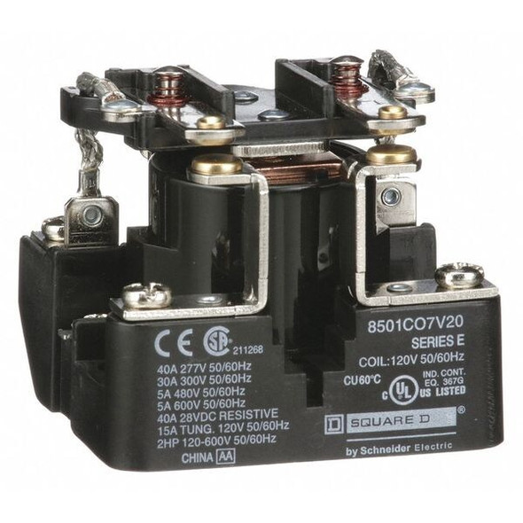 Schneider Electric Open Power Relay, 120VAC, DPST-NO, 6Pins 8501CO7V20