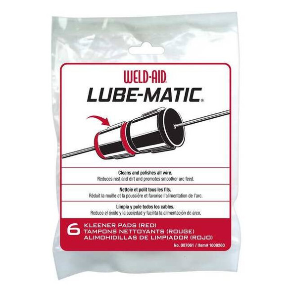 LUBE-MATIC Cleaner Pads, Felt, For Use With Wire Feeders, Red, PK6