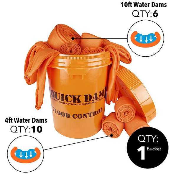 Quick Dam Flood Barrier Kit, 4 ft L, Orange WUGGCO