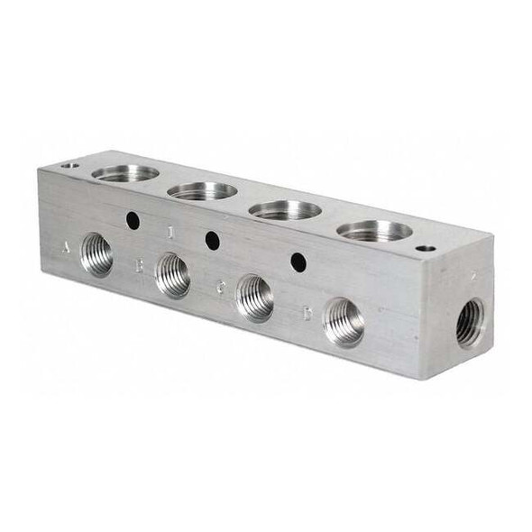 Parker Pipe Manifold Fitting, Aluminum, 1/4 in 4A204