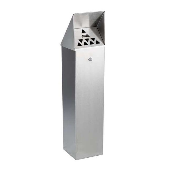 No Butts Bin Co Cigarette Receptacle,1-3/4 gal.,Silver HDD01
