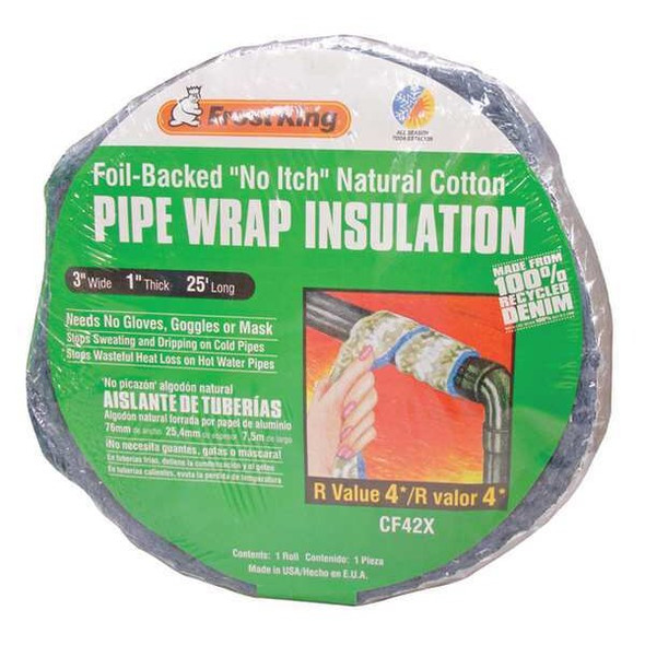 Frost King 3" x 25 ft. Cotton & Foil Pipe Insulation Wrap CF42X