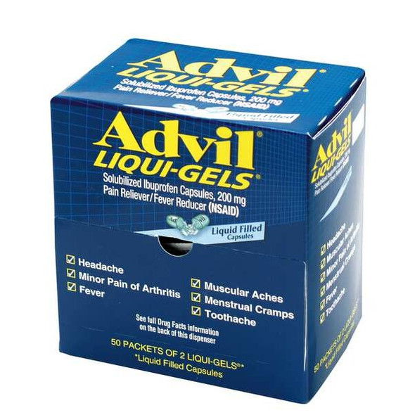 Advil Pain Reliever,Gel Tablet,200mg,PK100 50933