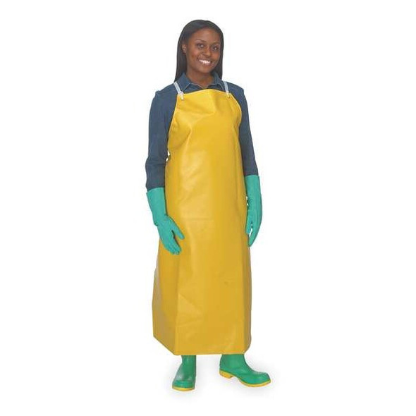 Ansell Bib Apron, Nylon/PVC, Yellow, 48 in, Universal 56-300