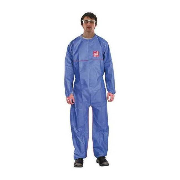 Ansell Collared Coverall, 4Xl, Navy, SMMS Polypropylene 68-1500 PLUS FR