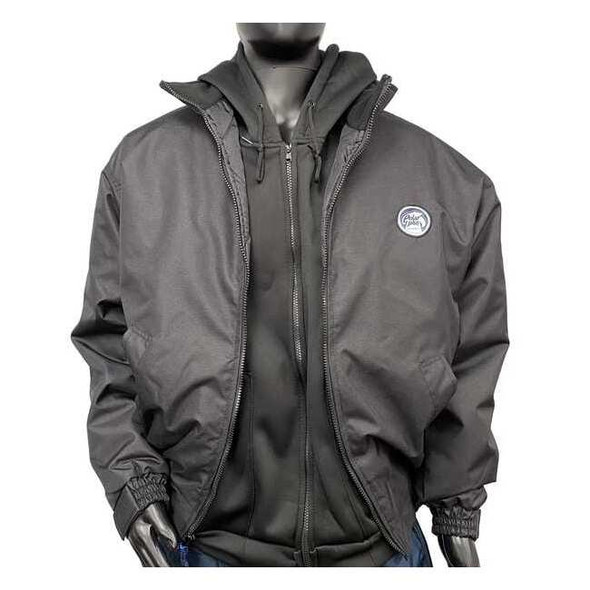 Men's Jacket, 600 Denier Coated Nylon, Zipper with Storm Flap, Black, M