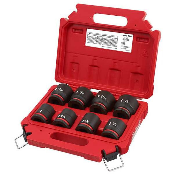 Milwaukee Tool Impact Socket Set,Steel,6-Point,3/4" 49-66-7017
