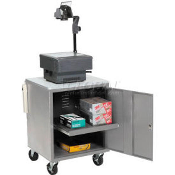 Global Industrial Audio Visual Cart w/ Lockable Cabinet 500 Lb. Capacity Gray