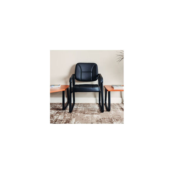 Interion Antimicrobial Synthetic Leather Reception Chair - Black