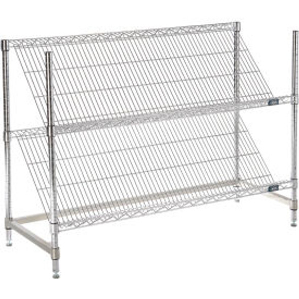 Nexel 2 Shelf Chrome Slant Wire Shelving Unit Starter 48""W x 18""D x 34""H