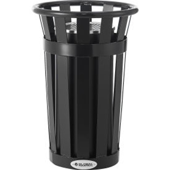 Global Industrial Slatted Steel Outdoor Ashtray 13 Gallon Black