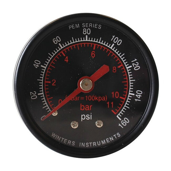 Winters Pressure Gauge,2" Dial Size,Black PEM1408-CD