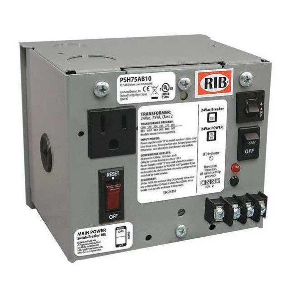 Class 2 Transformer, 75 VA, NEMA 1, 120V AC, 120/208/240/277/480V AC