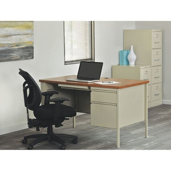 Hirsh Office Desk, Right Hand Pedestal, 48"W x 30"D, Putty-Oak 20436