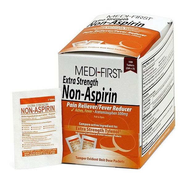 Medi-First Extra Strength Non-Aspirin,500mg,PK100 80433