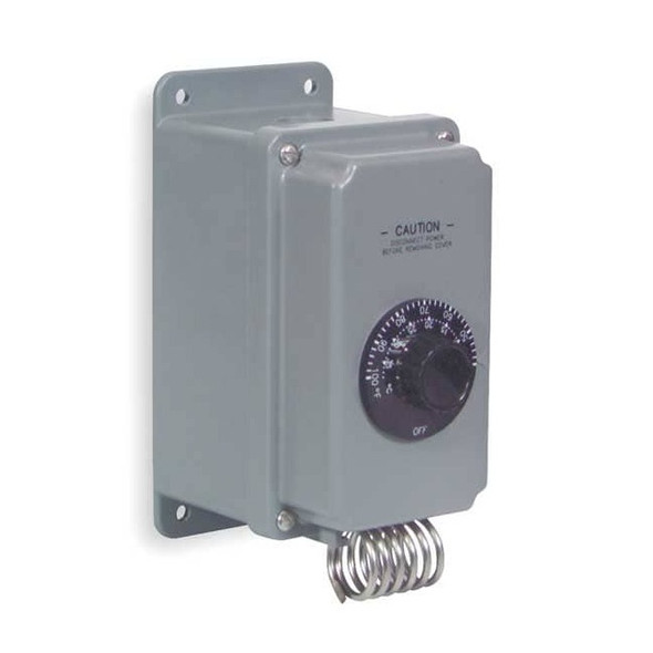 Line Voltage Mechanical Thermostat, Heat Only, 40 to 110F, 120 to 480V AC, 1H