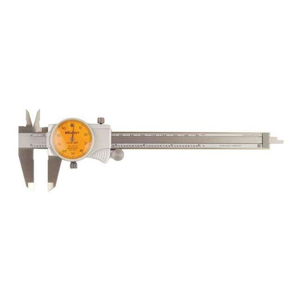 Mitutoyo Dial Caliper,6 In,Orange,0.100/Rev 505-742-55J