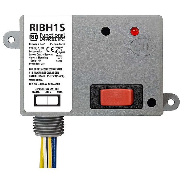 Functional Devices-Rib Enclosed Pre-Wired Relay,10A at 277VAC,SPST RIBH1S