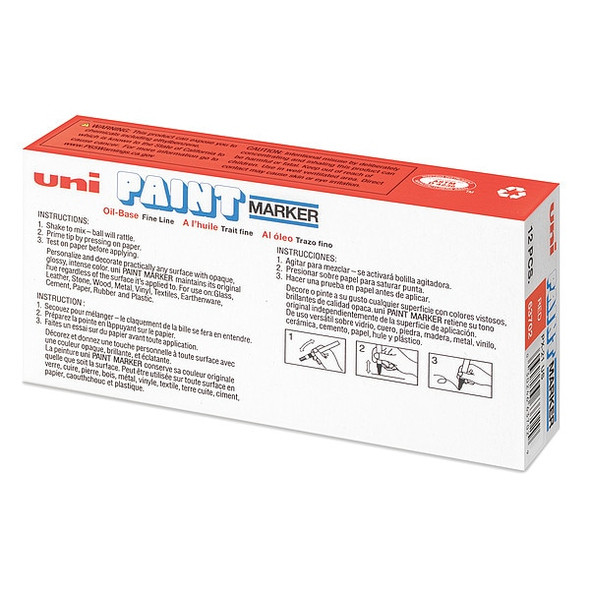 Uni-Paint Permanent Marker, Fine Tip, Red Color Family, Paint, 12 PK 63702