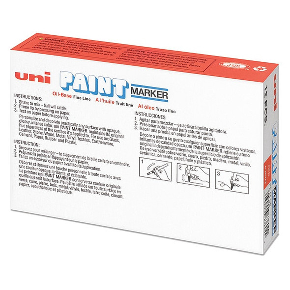 Uni-Paint Permanent Marker, Medium Tip, Red Color Family, Paint, 12 PK 63602