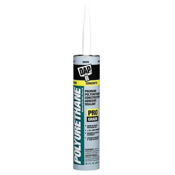 Polyurethane Sealant, 10 oz, Cartridge, White, Polyurethane Base, Polyurethane