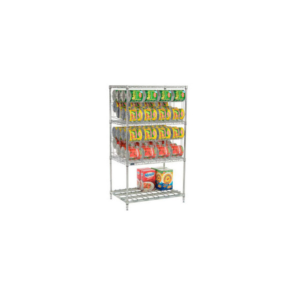 Nexel CR2436DS Can Rack System 3 Tier Chrome Bottom Dunnage Shelf 36""W X 24""D