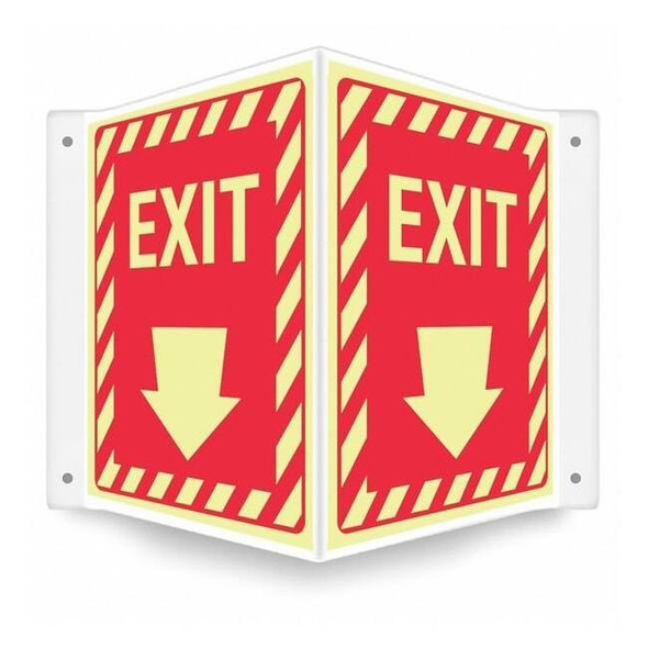 Condor Exit Sign, Plastic, 14" W, 12" H, Exit, Red 480Y64