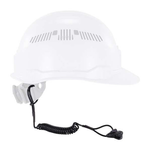 Ergodyne Coil Hard Hat Lanyard, Clamp, 13in.L, Black 3158