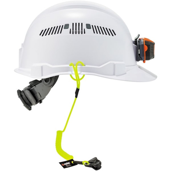 Ergodyne Coil Hard Hat Lanyard,Clamp,13in. L,Lime 3158