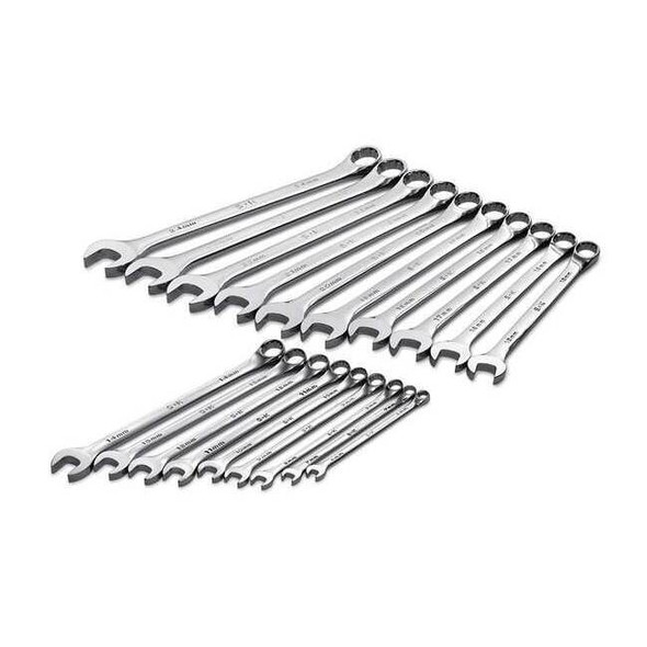 Sk Professional Tools Combo Wrench Set, Long, Chrome, 6-24mm, 19Pc 86037