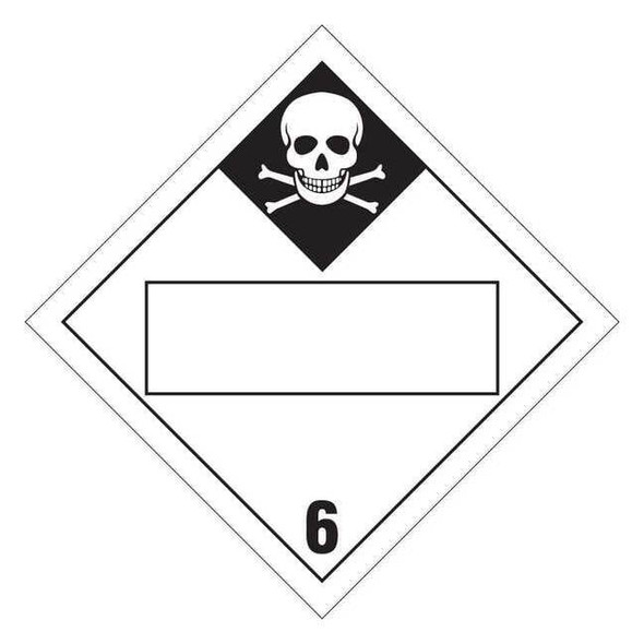 DOT Container Placard, 6, B-101 Polycoated Tagstock, 10-3/4" W x 10-3/4" H