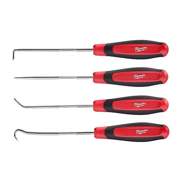Hook and Pick Set, 8 5/16 in L, Steel, Includes Storage Tray, 4 pc