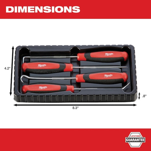 Hook and Pick Set, 8 5-16 in L, Steel, Includes Storage Tray, 4 pc  48-22-9215
