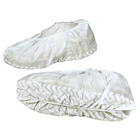 Disposable Shoe Covers, Polypropylene, White, Slip Resistant Sole: Yes ,XL