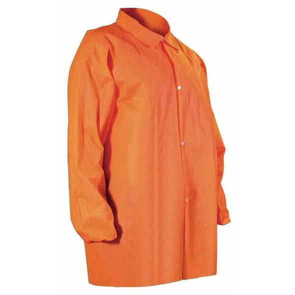 Disposable Lab Coat, Polypropylene, Snap Closure, Orange, 2XL, 30 PK