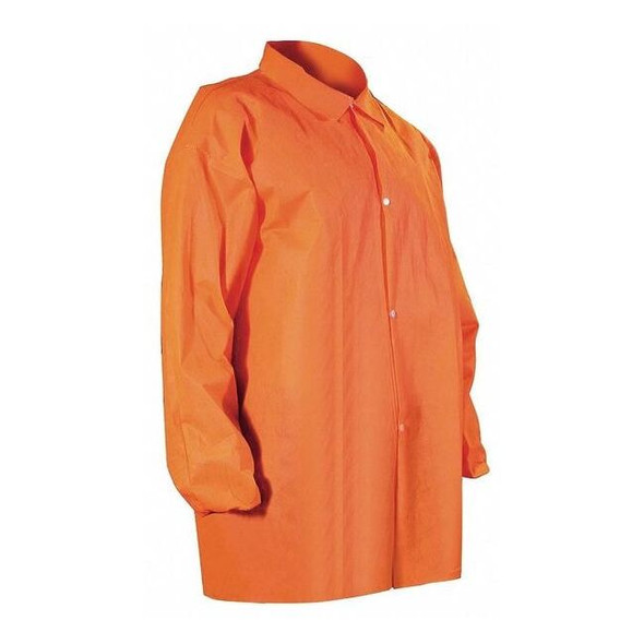 Disposable Lab Coat, Polypropylene, Snap Closure, Orange, 2XL, 30 PK