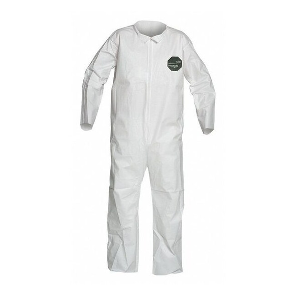 Dupont Collared Disposable Coveralls, 4Xl, White, zipper NB120SWH4X002500