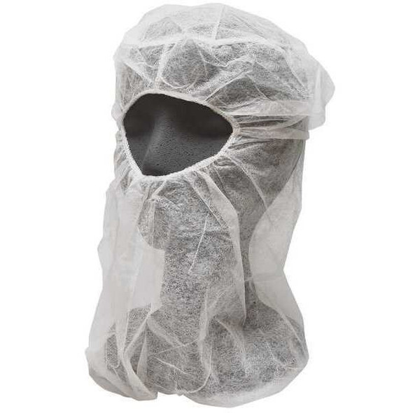 Disposable Hood, Polypropylene, Serged Seam, White, ,1000 PK
