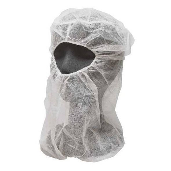 Disposable Hood, Polypropylene, Serged Seam, White, ,1000 PK